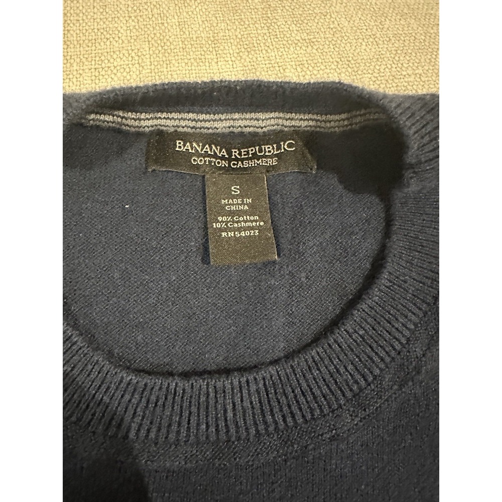 Banana Republic Mens Cotton Cashmere Sweater Crewneck Navy Blue Pullover S A5